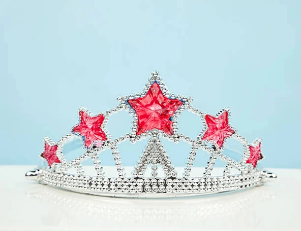 Kırmızı Yıldız Taşlı Plastik Kraliçe Prenses Elsa Tacı Çocuk Boy ürün görseli