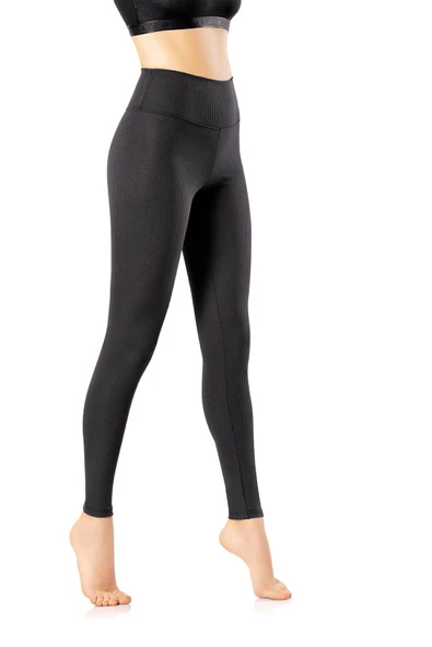 KOTA Kadın Siyah Yüksek Bel Toparlayıcı Dalgıç Kumaş Fitilli Tayt 4117 ürün görseli 1