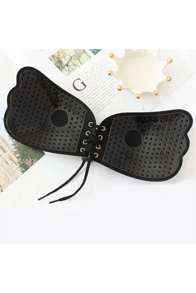 UMT Underwear Askısız Dikişsiz Dolgun Gösteren Silikon Yapışkanlı Kelebek Sütyen- - Resim 4