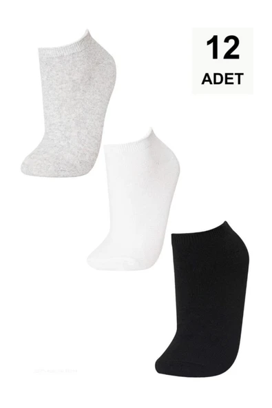 2 Adet Düz Kadın Patik Çorap - Karışık 3-RENK