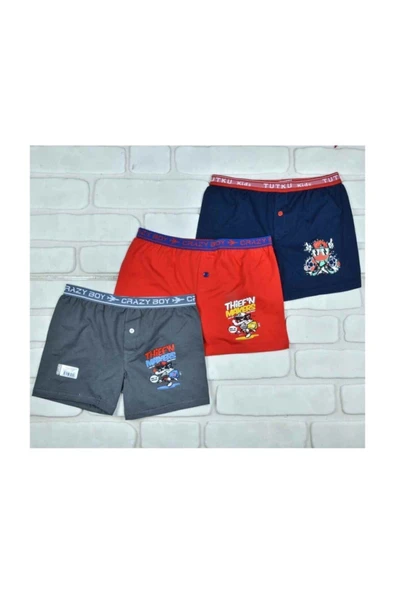 Tutku 3 Adet Çocuk Elastan Baskılı Boxer 0253 ürün görseli 1
