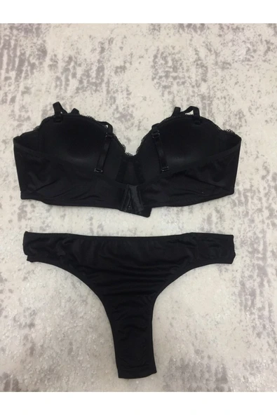 Venüs Desteksiz Telli Dolgusuz Straplez Lotus Sütyen Külot Takımı - Resim 3