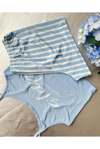 Ruselin Kiss Me 5001 Likralı Şortlu Gecelik Takımı -L-XL. - Resim 2