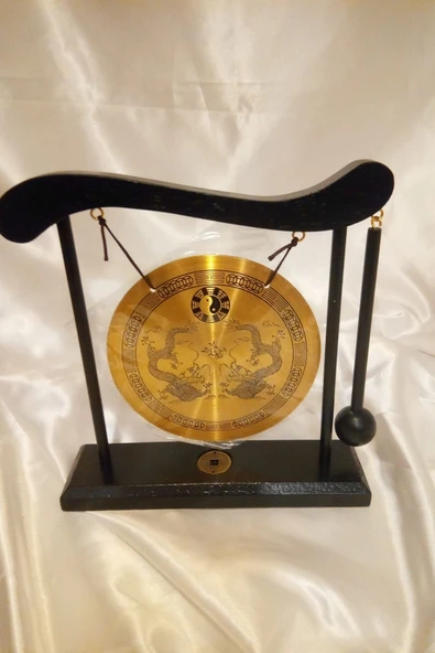 Feng Shui Metal Gong Pirinç Yin Yang Yin Yang Çift Ejderha Masa Üstü - Resim 7