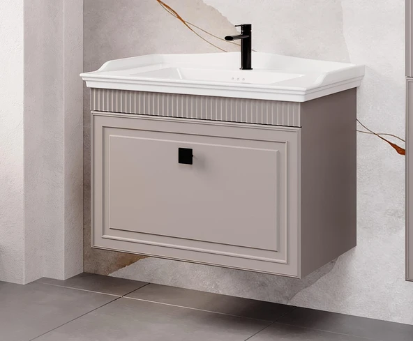 Denko Hana 80 cm (Bej) Banyo Dolabı (Alt Modül Lavabo) ürün görseli