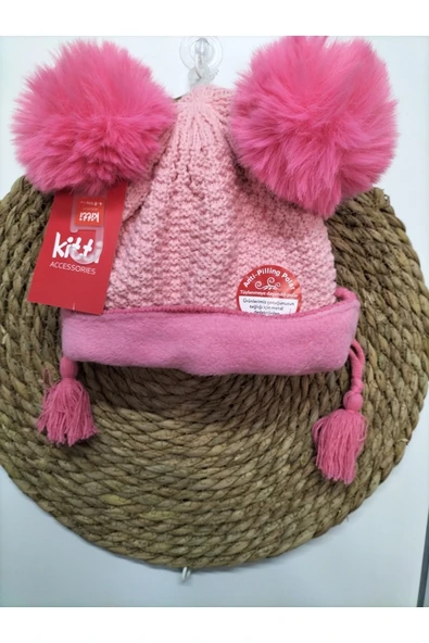 Kitti Kız Çocuk Polar Astarlı Metal Dedektörden Geçirilmiş Sağlıklı Bere 4-8 Yaş - Resim 2