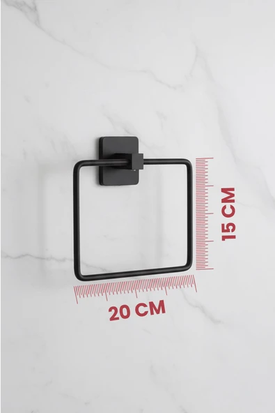 Siyah Kare Havluluk – Kare Topuzlu, (Yapıştır/Vidala) Montajlı Dayanıklı Metal Havlu Askısı - (S-130) - KTS - Resim 5
