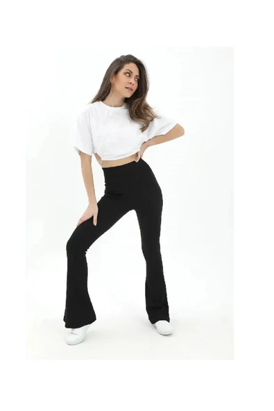 vogsign Yüksek Bel Dalgıç Kumaş Ispanyol Paça Tayt ürün görseli 1