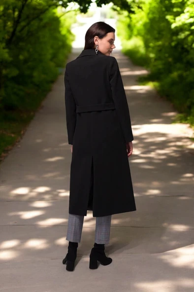 Düğme Detaylı Kadın Kaşe Kaban - Resim 2