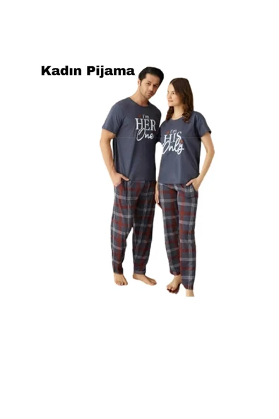 Pijamoni Eşli Kısa Kol Pijama Takım(Kadın ve Erkek için ayrı ayrı satılmaktadır) ürün görseli 1