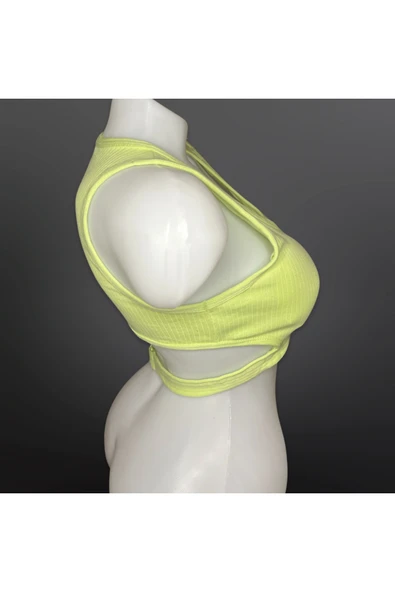 Koza İğne Çıkmalı Pamuk Bel Detaylı Crop - Resim 5