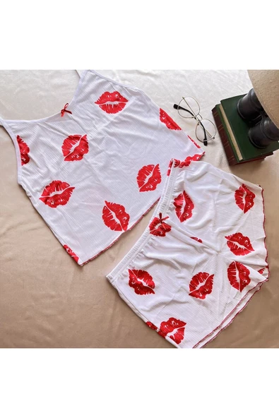 Ruselin KISS ME 5021 LİKRALI ŞORTLU GECELİK TAKIMI-L-XL - Resim 5