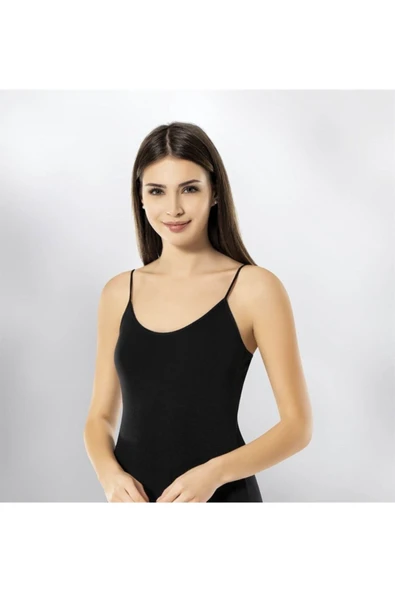 KOTA Kadın Ip Askılı Likralı Siyah Penye Atlet ürün görseli