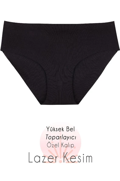 Love Fuchsia Underwear Kadın 3'lü Paket Siyah Pamuk Lazer Kesim Külot - Resim 4