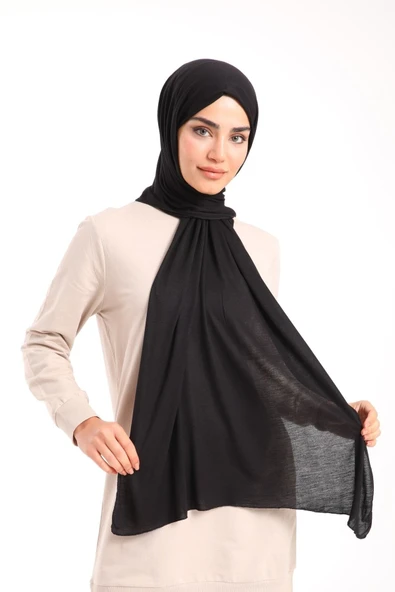 çamaşırsepeti Likralı Penye Şal Siyah - Resim 6