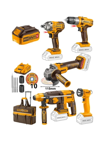 Ingco CKLI2019 Li-ion Akülü Kombo Set 5'li ürün görseli
