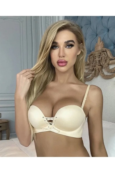 UMT Underwear Dolgulu El Destekli Lazer Kesim Göğüs Dekoltesi İpli Ayarlanabilen Double Push Up Sütyen ürün görseli 1