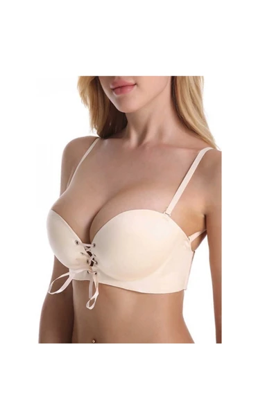 UMT Underwear Dolgulu El Destekli Lazer Kesim Göğüs Dekoltesi İpli Ayarlanabilen Double Push Up Sütyen - Resim 5