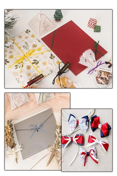 Beyaz Kurdele Saten 1 Cm 10 Metre 2 Adet Saten Kurdela Parlak Hediye ve Süsleme Şeridi Süs Paketleme Çiçek Saç El - 2