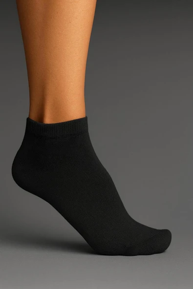 Erkek 6'lı düz siyah kısa spor soket çorap