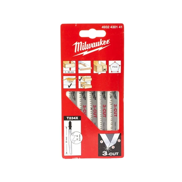 Milwaukee Ahşap Dekupaj Bıçağı T234X 91 mm 5'li- 4932430141 ürün görseli