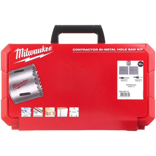 Milwaukee Panç BI-Metal Set Contractor Seri 10PC- 4932464719 ürün görseli