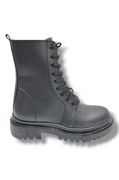 Şanzelize K-42-26 Anatomik Cilt Deri Fermuarlı Bağcıklı Postal Kadın Bot - Resim 2