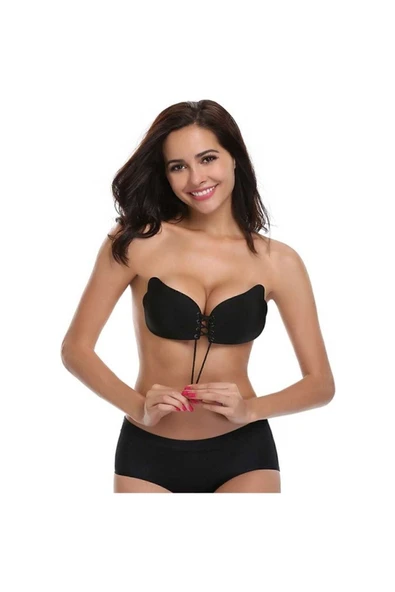 UMT Underwear Askısız Dikişsiz Dolgun Gösteren Silikon Yapışkanlı Kelebek Sütyen- - Resim 5
