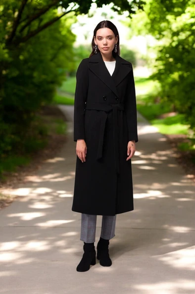 Düğme Detaylı Kadın Kaşe Kaban ürün görseli 1