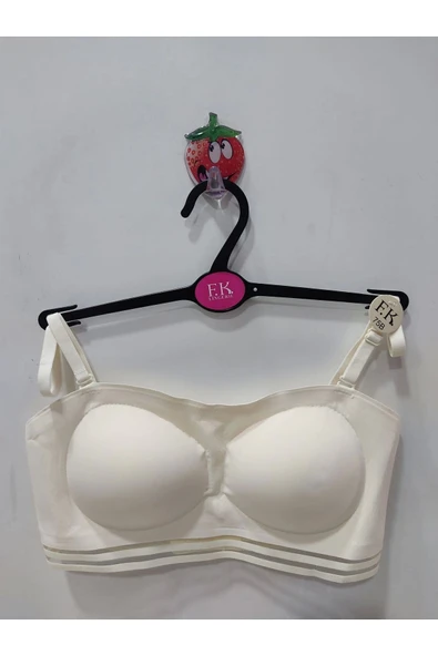 F.K Lazer Kesim Straplez Ekru Sütyen ürün görseli 1