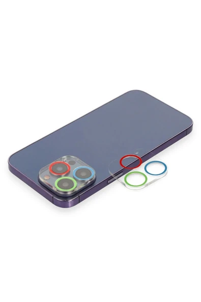 Litae Trend BFS  iPhone 13 Pro Renkli Kamera Lens Koruma Cam - Mavi-Yeşil ürün görseli 1
