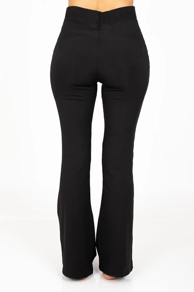 Yıldırım Ispanyol Paça Dalgıç Kumaş Yüksek Bel Tayt Siyah - Resim 2