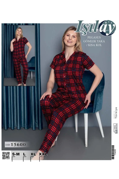 Işılay KISA KOL EKOSE DESENLİ PİJAMA 15600 ürün görseli 1