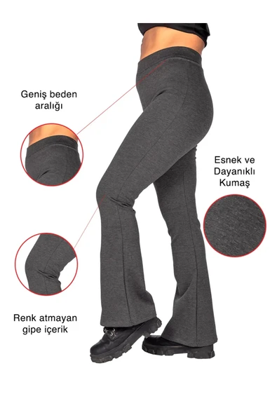 Love Fuchsia Underwear Kadın Yüksek Bel Ispanyol Paça Çelik Interlok Kumaş Toparlayıcı Tayt Pantolon iz yapmaz-Antrasit - Resim 3