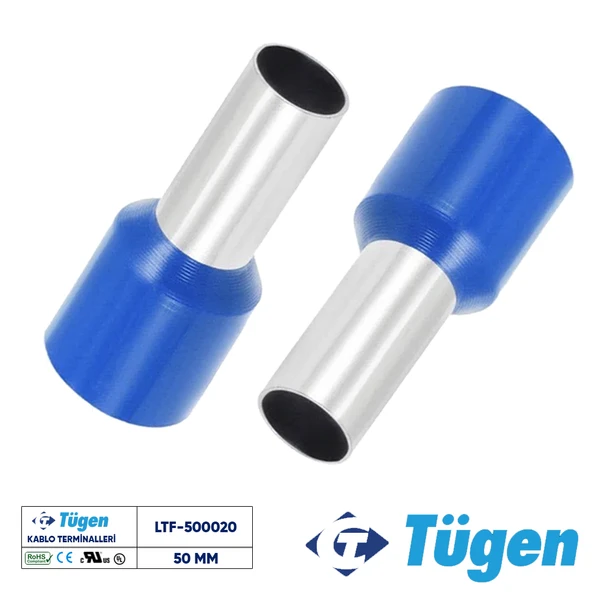 Tügen 50,00mm İzoleli Yüksük Mavi ( 1 Kutu 25 Adet ) ürün görseli 1