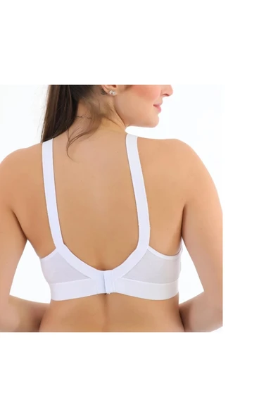 Ebru Kadın Ebru Alt Geniş Lastikli Penye Sütyen battal büyük beden Toparlayıcı Sütyen Beyaz-Siyah-Bordo - Resim 3