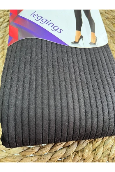 vogsign Geniş Fitilli Siyah Spor Tayt - Resim 2