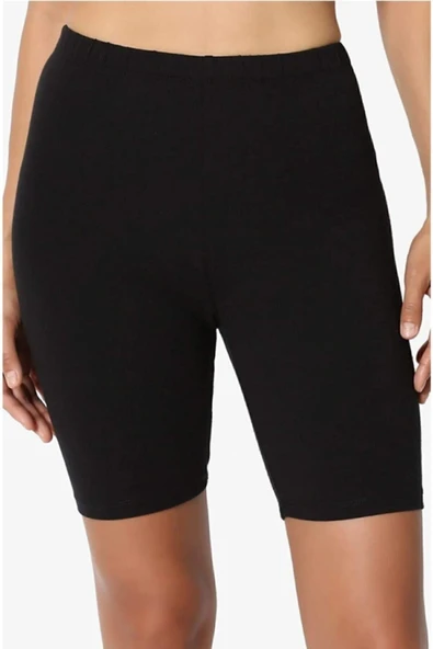 BRL Textil Cotas Kadın Siyah Pamuklu Kısa Tayt - Resim 2