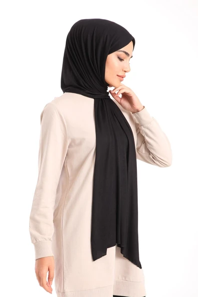 çamaşırsepeti Likralı Penye Şal Siyah - Resim 5