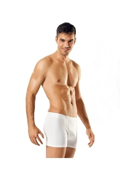 Tutku Erkek Beyaz Likralı Boxer 2`li ürün görseli 1