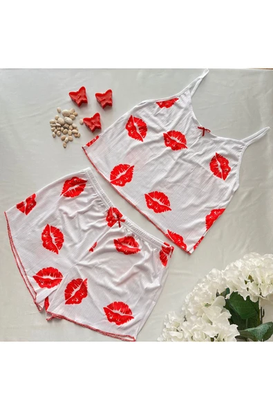 Ruselin KISS ME 5021 LİKRALI ŞORTLU GECELİK TAKIMI-L-XL - Resim 4