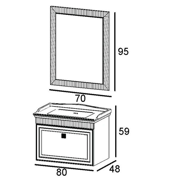 Denko Hana 80 cm (Bej) Banyo Dolabı (Alt Modül Lavabo) - Resim 3