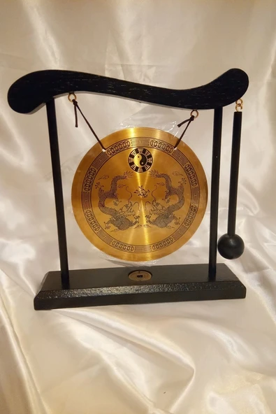 Feng Shui Metal Gong Pirinç Yin Yang Yin Yang Çift Ejderha Masa Üstü - Resim 5