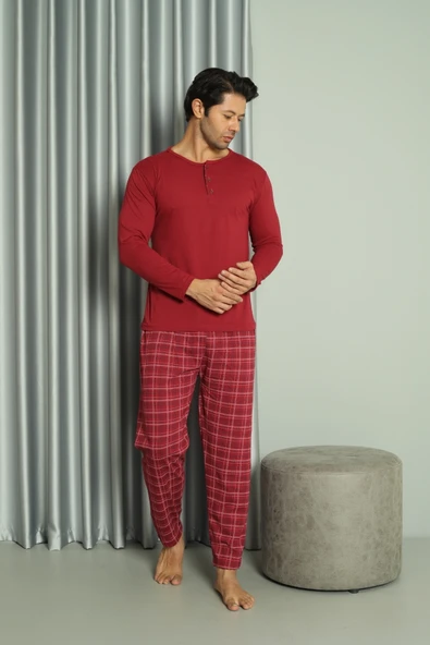 BLUES GLİSA ERKEK UZUN KOLLU PİJAMA TAKIMI - Resim 2