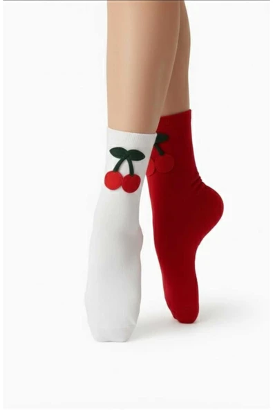Çocuk 6'lı kirazlı çorap seti - 2