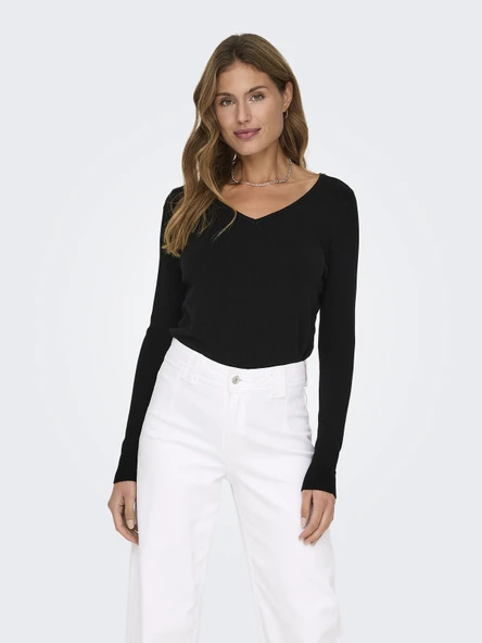 ONLY Bayan V Yaka Örme İnce Kazak 15333990 - Resim 2