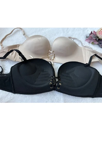 UMT Underwear Dolgulu El Destekli Lazer Kesim Göğüs Dekoltesi İpli Ayarlanabilen Double Push Up Sütyen - Resim 3
