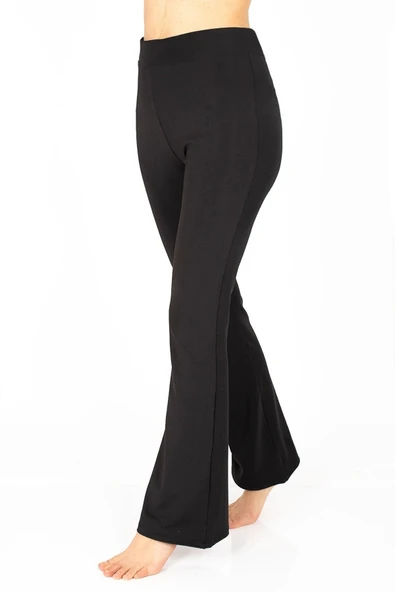 Yıldırım Ispanyol Paça Dalgıç Kumaş Yüksek Bel Tayt Siyah - Resim 3