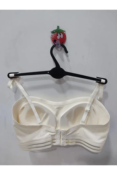 F.K Lazer Kesim Straplez Ekru Sütyen - Resim 2