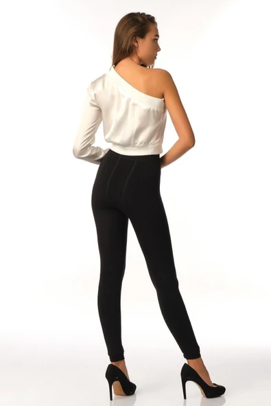 çamaşırsepeti Kadın Siyah Termal Peluş Tayt 9020 - Resim 6